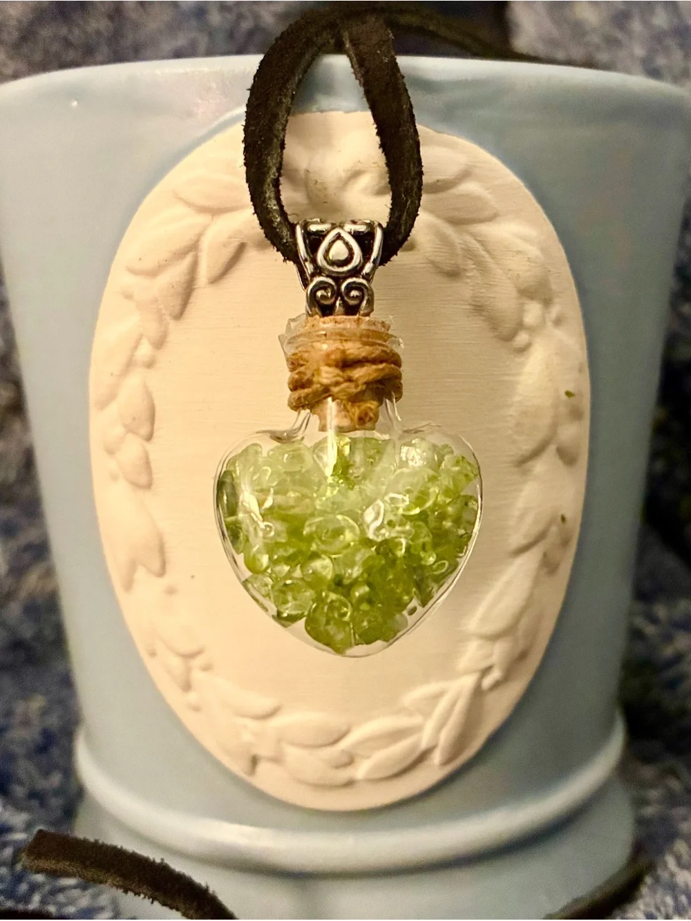 Handcrafted Peridot Heart Crystal Pendant Necklace